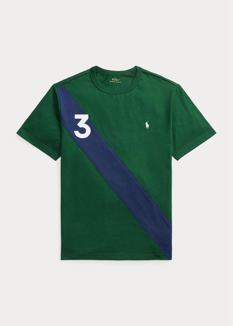 Camiseta Ralph Lauren Niño 6-14 Años Banner-Stripe Cotton Jersey Chile Verde ICXTD-4526